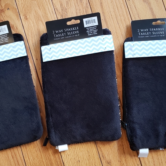 3 NEW 2-Way Sparkle Tablet Sleeve Holds Up to 8" Pouch Purse Bag Zipper - Picture 3 of 3